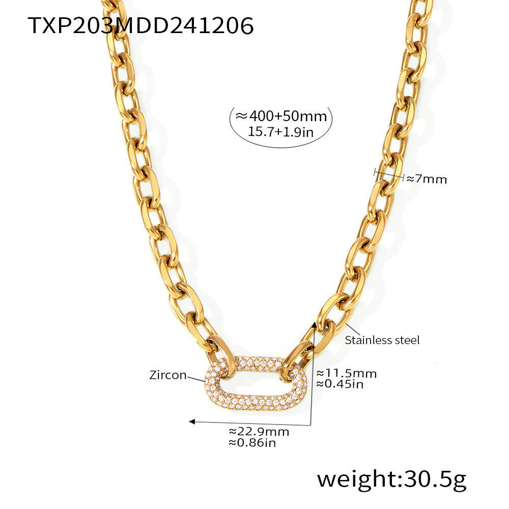 Ins Stainless steel gold plated necklace bracelet set