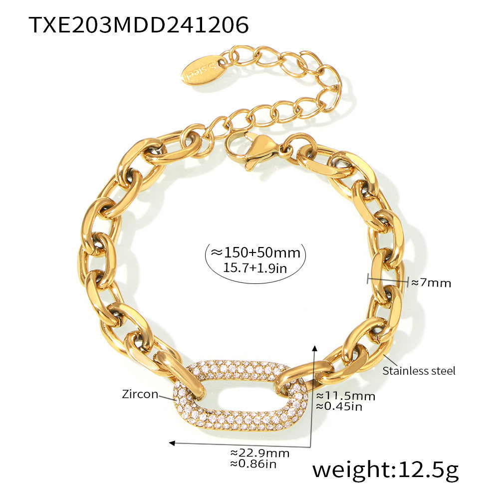 Ins Stainless steel gold plated necklace bracelet set