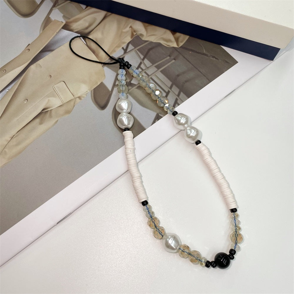 Acrylic Pearl & Crystal Phone Strap