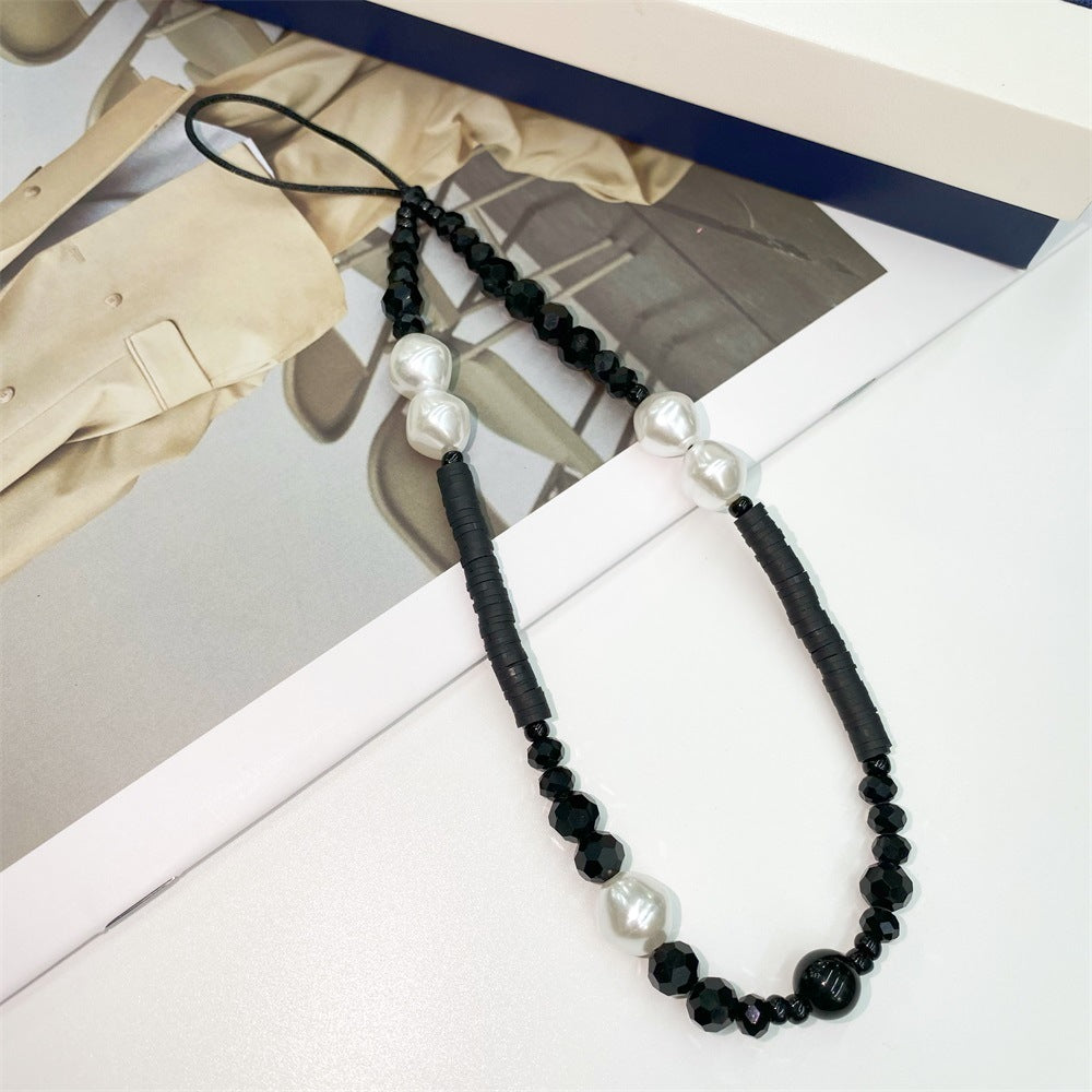 Acrylic Pearl & Crystal Phone Strap