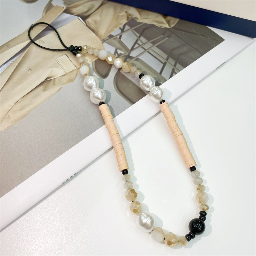 Acrylic Pearl & Crystal Phone Strap