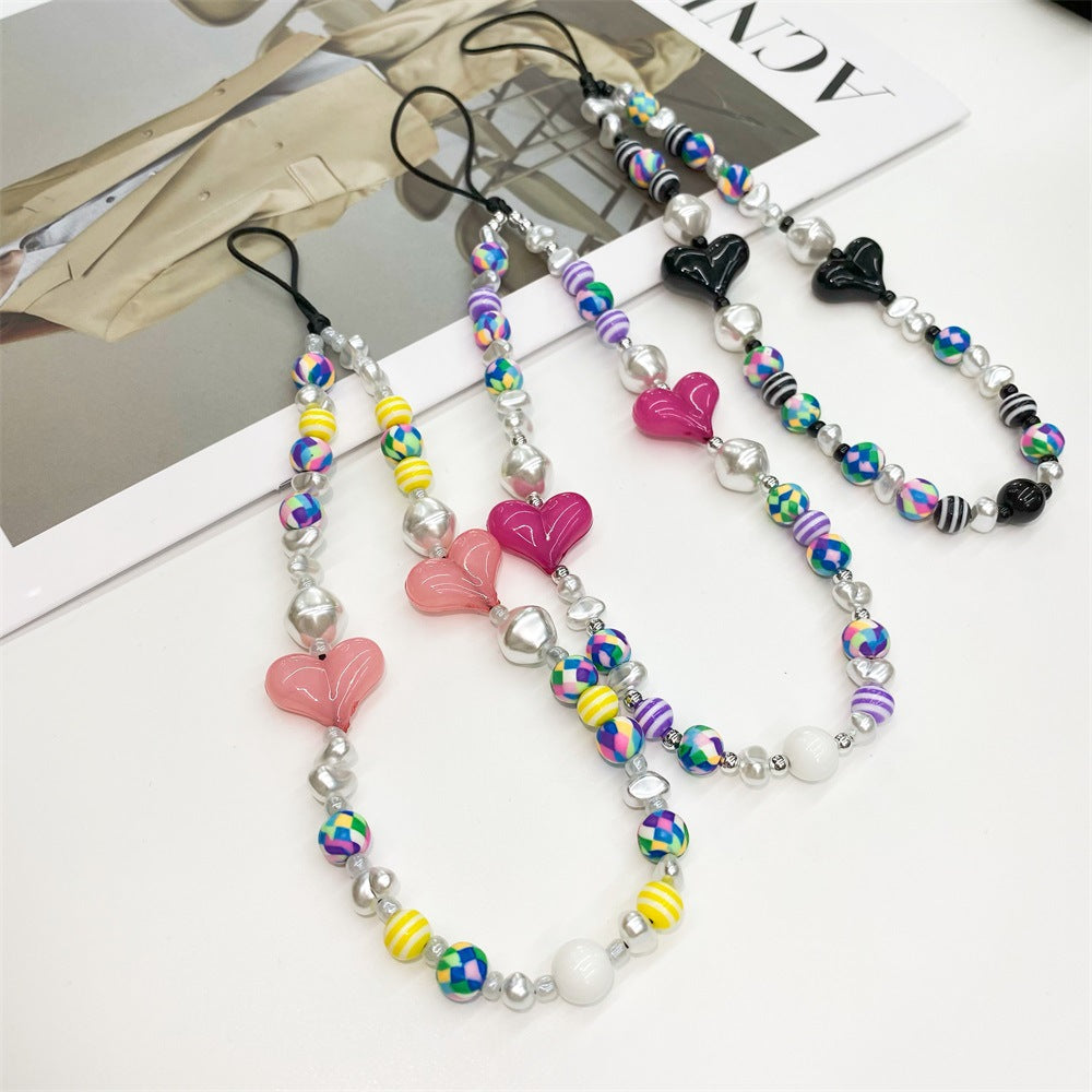 Heart Pearl Bead Key Chain