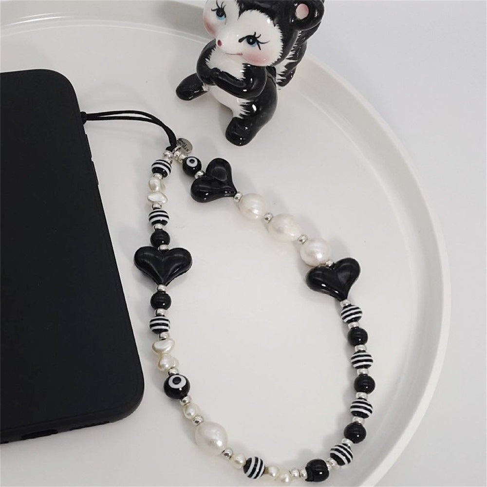 Acrylic Black Heart Eye Phone Chain