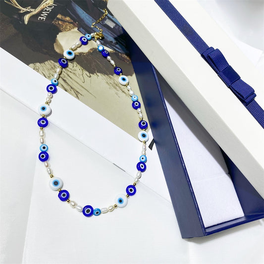 Fancy Evil Eye Pearl Necklace