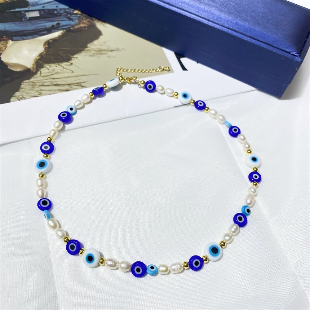 Fancy Evil Eye Pearl Necklace