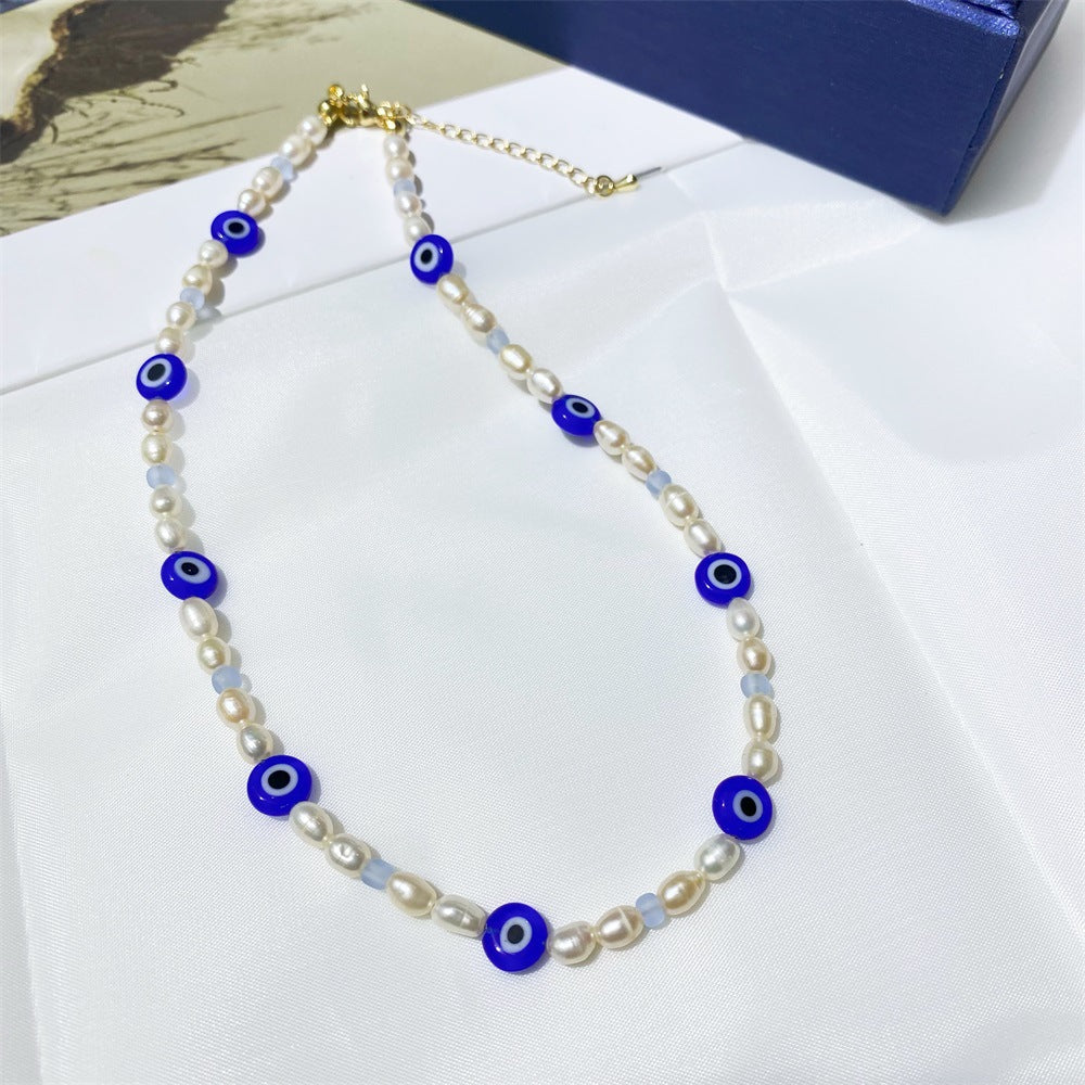 Fancy Evil Eye Pearl Necklace