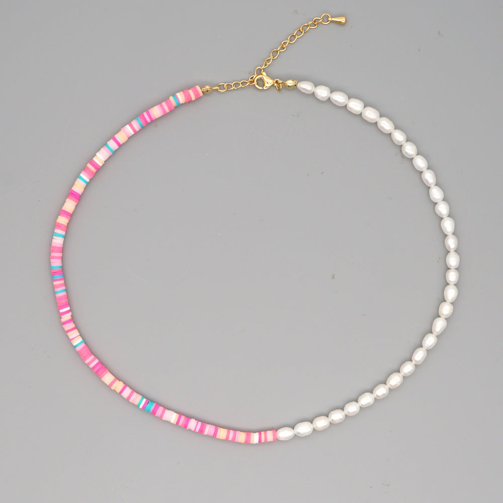 Natural Freshwater Pearls & Fimo Necklace