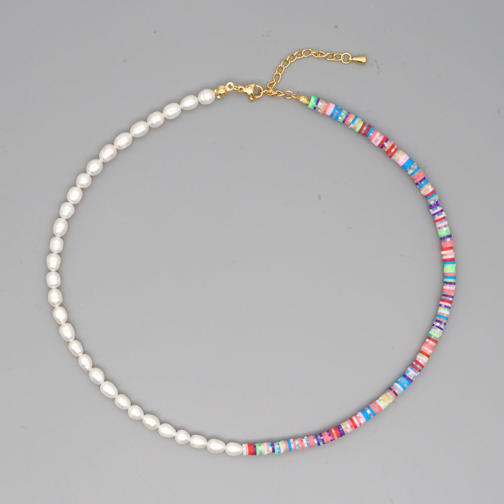 Natural Freshwater Pearls & Fimo Necklace