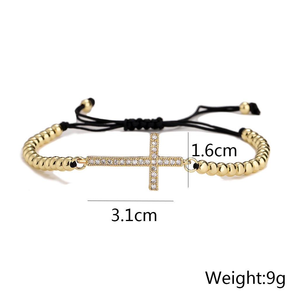 Cross Gold Bead Bracelet