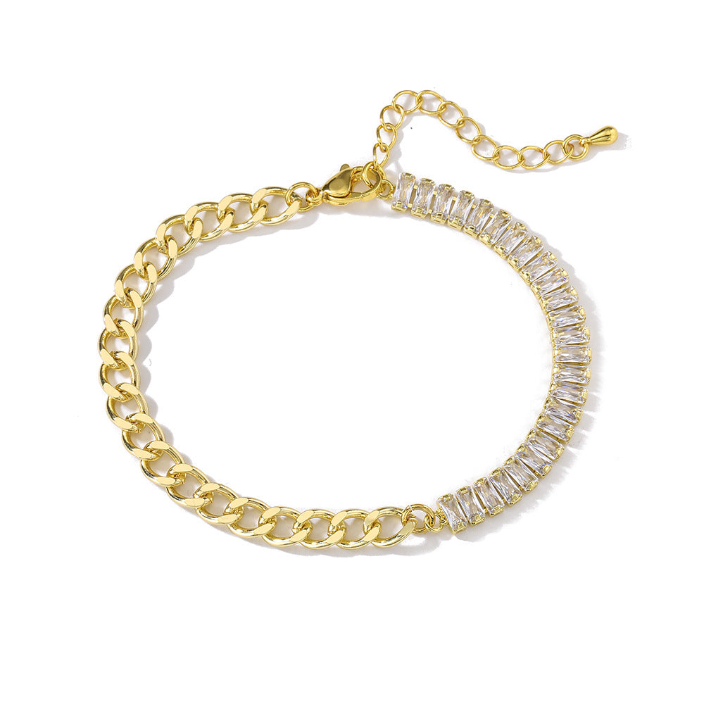 Half Zircon Chain Bracelet