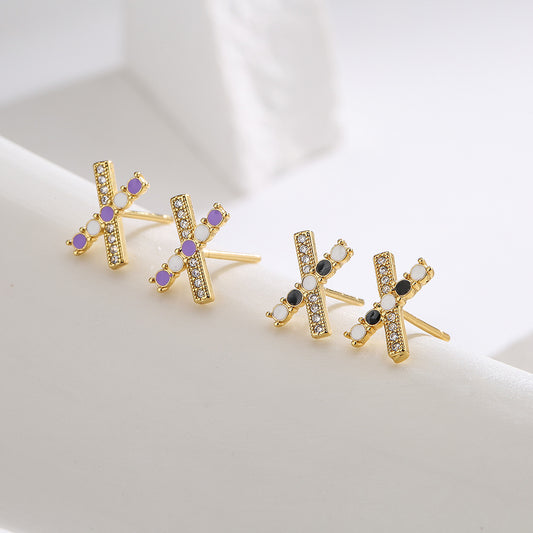 Niche Design Zircon Stud Earrings