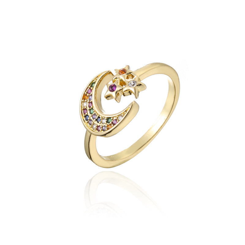 Moon Colorful Zircon Ring